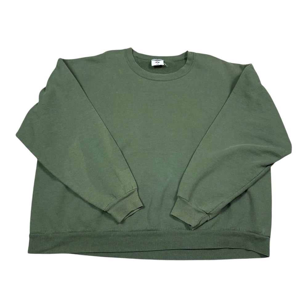 Vintage 90s Jerzees Green Faded Cotton Blend Crewneck Sweatshirt Women's 2X